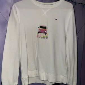 Tommy Hilfiger Cream Sweatshirt with Colorful Van Embroidery